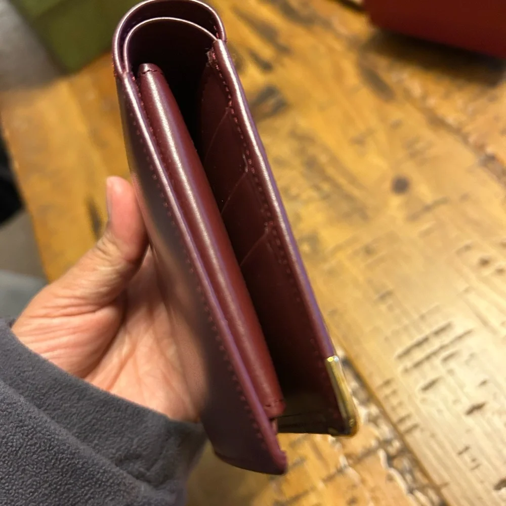 Cartier Deep Burgundy Leather bifold Gold Corner Hardware